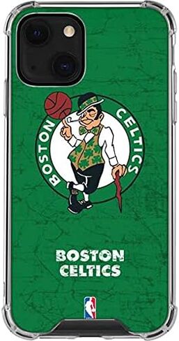 حافظة هاتف Skinit الشفافة متوافقة مع iPhone 13 - تصميم الشعار الأساسي الأخضر المرخص رسميًا من NBA Boston Celtics in Saudi Arabia