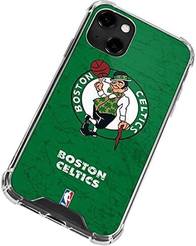 حافظة هاتف Skinit الشفافة متوافقة مع iPhone 13 - تصميم الشعار الأساسي الأخضر المرخص رسميًا من NBA Boston Celtics in Saudi Arabia