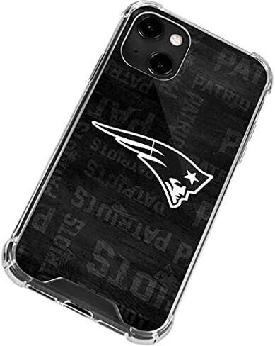 حافظة هاتف Skinit الشفافة متوافقة مع iPhone 13 - تصميم أسود وأبيض مرخص رسميًا من NFL New England Patriots in Saudi Arabia