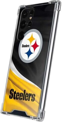 Skinit Clear Phone Case Compatible with Galaxy S22 Ultra - Officially Licensed NFL Pittsburgh Steelers Design in Saudi Arabia