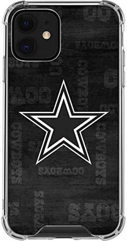 Skinit Clear Phone Case Compatible with iPhone 12 - Officially Licensed NFL Dallas Cowboys Black & White Design in Saudi Arabia