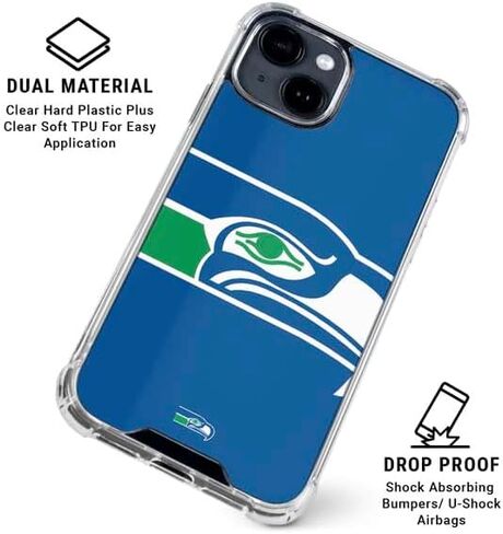 Skinit Clear Phone Case Compatible with iPhone 14 - Officially Licensed NFL Seattle Seahawks Retro Logo Design in Saudi Arabia