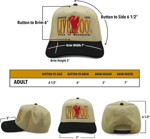 قبعة ليفربول - قبعة كرة القدم البيسبول Snapback المطرزة للرجال والنساء | معدات مروحة على الطراز العتيق قابلة للتعديل | فخر ميرسيسايد لكرة القدم | هدية كرة القدم البريطانية باللون البيج in Saudi Arabia