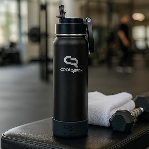 40 oz Blue Insulated Water Bottle with Straw & Spout Lids – Stainless Steel Thermo Bottle, Wide Mouth Leakproof Design, Double Wall Cold 24 H Hot 12 H, Silicone Boot for Gym Outdoor Travel in Saudi Arabia