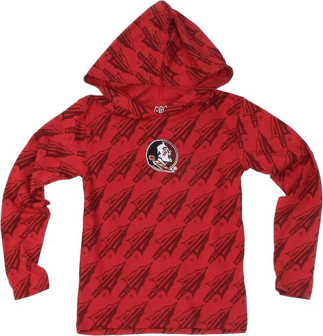 Wes and Willy Kids College All Over Team Logo Long Sleeve Hooded T-Shirt in Saudi Arabia