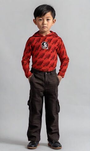 Wes and Willy Kids College All Over Team Logo Long Sleeve Hooded T-Shirt in Saudi Arabia