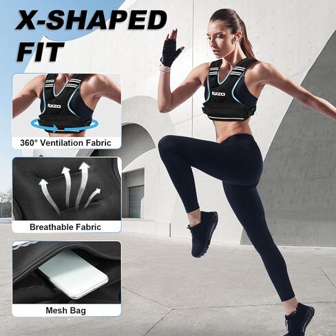 Adjustable Weighted Vest Woman Men, 6-12lb/12-18lb/20-32lb Weight Vest with 6 Ironsand Weights for Strength Training Rucking Running Walking Fitness Workout in Saudi Arabia