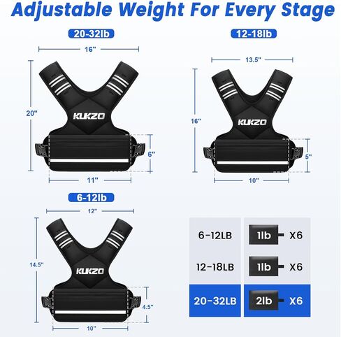 Adjustable Weighted Vest Woman Men, 6-12lb/12-18lb/20-32lb Weight Vest with 6 Ironsand Weights for Strength Training Rucking Running Walking Fitness Workout in Saudi Arabia