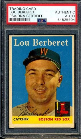 توقيع Lou Berberet PSA DNA Coa عام 1958 مع توقيع Topps - بطاقات موقعة من ألواح البيسبول in Saudi Arabia