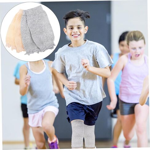 2pairs Boy Girl's Cotton Knee Pads Breathable Protective Sleeves for Crawling Running Sports Grey Skin Color Fits Thighs Comfortable Support for Boy Girl in Saudi Arabia