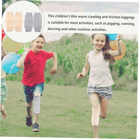 2pairs Boy Girl's Cotton Knee Pads Breathable Protective Sleeves for Crawling Running Sports Grey Skin Color Fits Thighs Comfortable Support for Boy Girl in Saudi Arabia