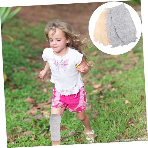 2pairs Boy Girl's Cotton Knee Pads Breathable Protective Sleeves for Crawling Running Sports Grey Skin Color Fits Thighs Comfortable Support for Boy Girl in Saudi Arabia