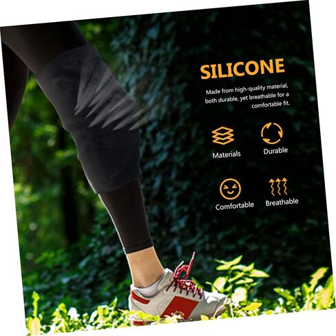 Baluue Sports Knee Pad Compression Sleeve 2-Piece Silicone Spring Support لاستقرار المفاصل واللياقة البدنية مناسبة لتشغيل كرة السلة وأنشطة الصالة الرياضية in Saudi Arabia
