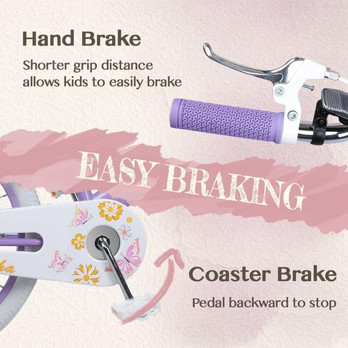 دراجة جليرك ساشا للفتيات، دراجة أطفال مقاس 12-20 بوصة للأطفال من سن 2 إلى 13 عامًا، دراجة أطفال مع مقعد دمية وسلة وعجلات تدريب، ألوان متعددة in Kuwait