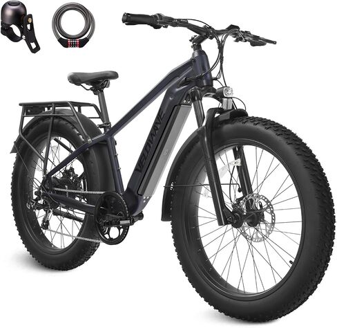 VELOWAVE Electric Bike for Adults Peak 1200W BAFANG Motor 28MPH Mountain Ebike 48V 15Ah Removable LG Cells Battery 26'' Fat Tire E Bike Shimano 7-Speed in Saudi Arabia
