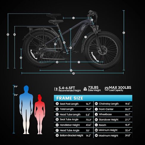 دراجة كهربائية VELOWAVE للبالغين، ذروة 1200 وات، محرك BAFANG، 28 ميل في الساعة، دراجة جبلية 48 فولت 15 أمبير، بطارية خلايا LG قابلة للإزالة، 26 بوصة، إطار عريض، دراجة شيمانو 7 سرعات in Kuwait