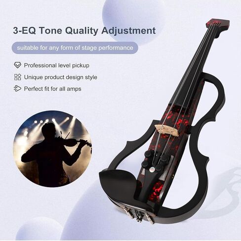 Headless Electric Violin Carbon Fiber Body Silent Fiddle ABS Silent Electric Violin for Practice Performance (Rose Petal) in Saudi Arabia