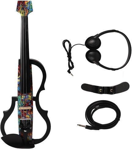 Headles Electric Violin, Silent Electric Violin Pluggable Headphone Stylish Fiddle for Practice Performance (Multi Colored in Saudi Arabia