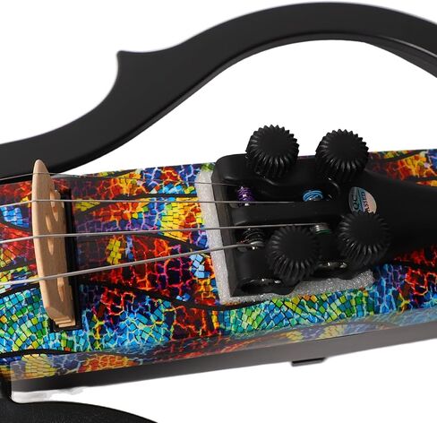 Headles Electric Violin, Silent Electric Violin Pluggable Headphone Stylish Fiddle for Practice Performance (Multi Colored in Saudi Arabia
