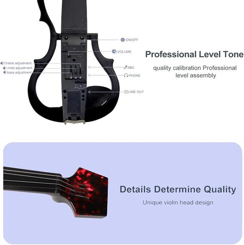 Carbon Fiber Headless Electric Violin, Stylish Design Silent Fiddle with Pluggable Headphone Silent Practicing for Beginners (Rose Petal) in Saudi Arabia