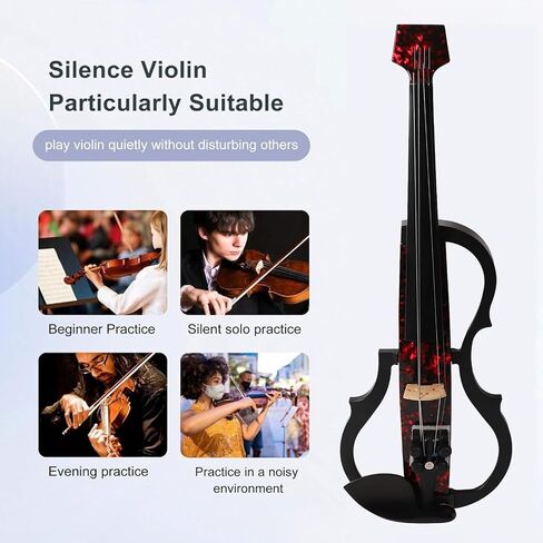 Carbon Fiber Headless Electric Violin, Stylish Design Silent Fiddle with Pluggable Headphone Silent Practicing for Beginners (Rose Petal) in Saudi Arabia