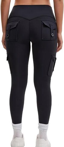 AEEZO Womens Fleece Lined Cargo Leggings with Pockets Thermal Butt Lifting Hidden Scrunch Cold Weather Yoga Pants in Saudi Arabia
