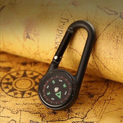 Pocket Compass Hiking Survival, Waterproof Durable Lightweight Compass Keychain with Carabiner for Climbing Traveling Backpacking Outdoor, Hiking Gear, Black in Saudi Arabia