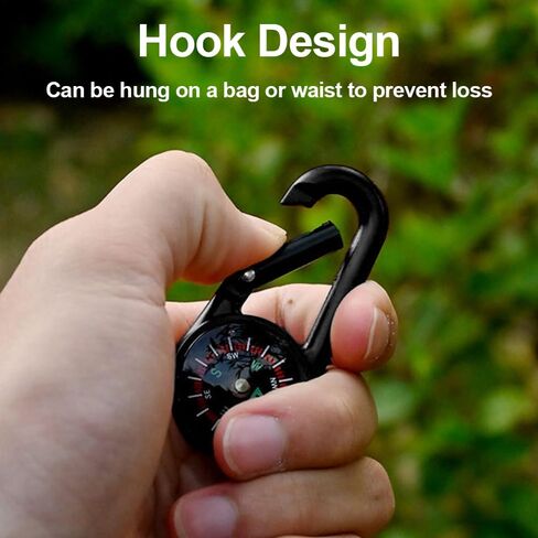 Pocket Compass Hiking Survival, Waterproof Durable Lightweight Compass Keychain with Carabiner for Climbing Traveling Backpacking Outdoor, Hiking Gear, Black in Saudi Arabia