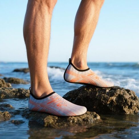Mens Womens Water Shoes Quick Dry Barefoot Shoes Non-Slip Aqua Socks for Beach Swim Dark Grey Orange in Saudi Arabia