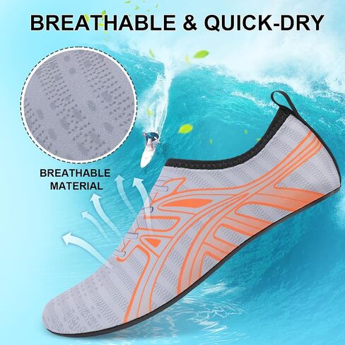 Mens Womens Water Shoes Quick Dry Barefoot Shoes Non-Slip Aqua Socks for Beach Swim Dark Grey Orange in Saudi Arabia