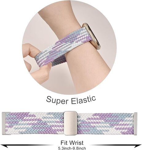 HSWAI المغناطيسي المضفر متوافق مع Fitbit Versa 4 Bands للنساء / Versa 3 / Sense / Sense 2 Bands، حزام رياضي ناعم قابل للتمدد منسوج من النايلون المرن للرجال in Kuwait