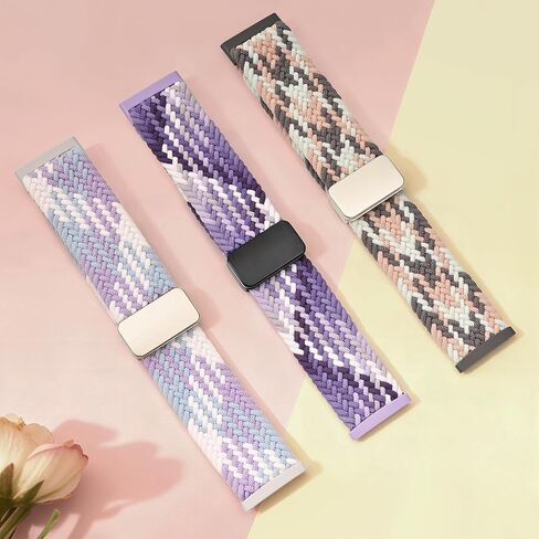 HSWAI المغناطيسي المضفر متوافق مع Fitbit Versa 4 Bands للنساء / Versa 3 / Sense / Sense 2 Bands، حزام رياضي ناعم قابل للتمدد منسوج من النايلون المرن للرجال in Kuwait