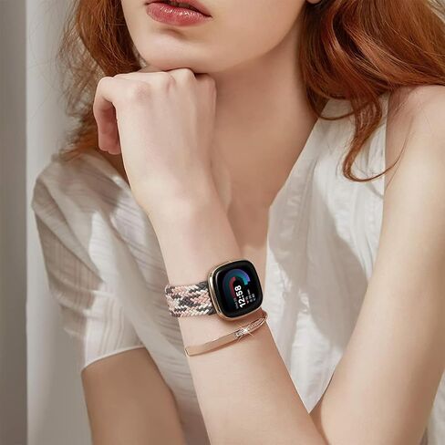 HSWAI المغناطيسي المضفر متوافق مع Fitbit Versa 4 Bands للنساء / Versa 3 / Sense / Sense 2 Bands، حزام رياضي ناعم قابل للتمدد منسوج من النايلون المرن للرجال in Kuwait