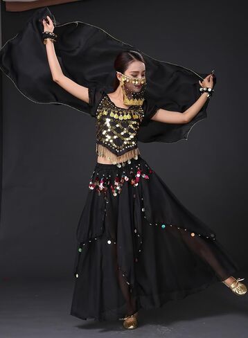 زي بوليوود يسمح للرقص الشرقي بجزء علوي من الشيفون زي الرقص للنساء in Kuwait