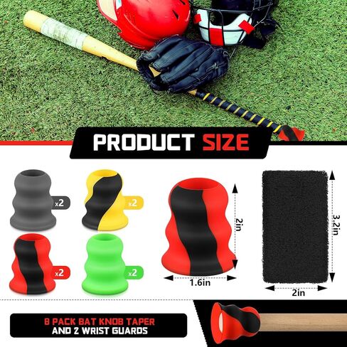 Bat Taper Knob with 2 Black Wrist Sweatbands Grip Taper Knob Absorbent Bands for Enhanced Protection Sports and Working Out in Saudi Arabia