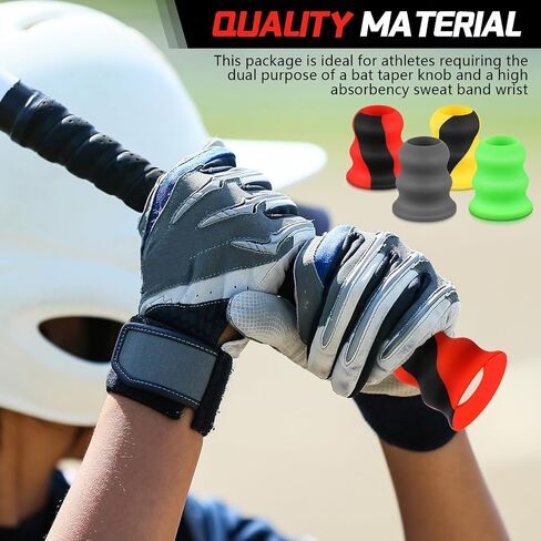 Bat Taper Knob with 2 Black Wrist Sweatbands Grip Taper Knob Absorbent Bands for Enhanced Protection Sports and Working Out in Saudi Arabia