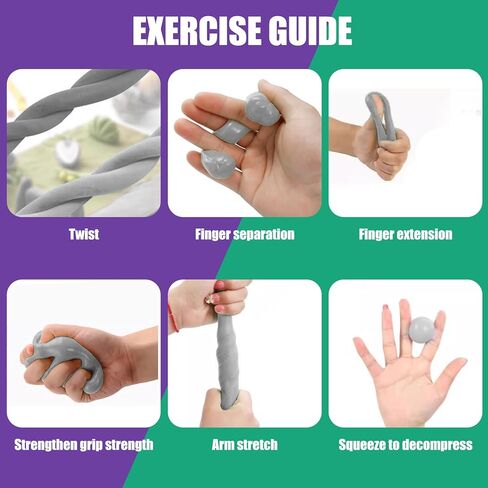 معجون تقوية قبضة اليد - معجون علاجي مقاوم 22 رطل و44 رطل لتمرين الأصابع، وتقوية عضلات الذراع وتخفيف التوتر - معجون للتمرين للبالغين وكبار السن in Kuwait