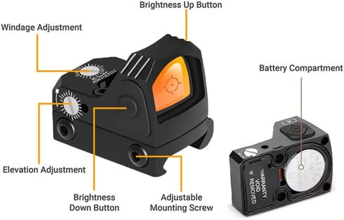 Shake Awake Reflex Sight 3 MOA Dot 32 MOA Circle نطاق نقطة حمراء/خضراء لبصمة قطع RMR، بصريات منعكسة مفتوحة مقاومة للصدمات ومقاومة للماء مع لوحة محول Picatinny in Kuwait