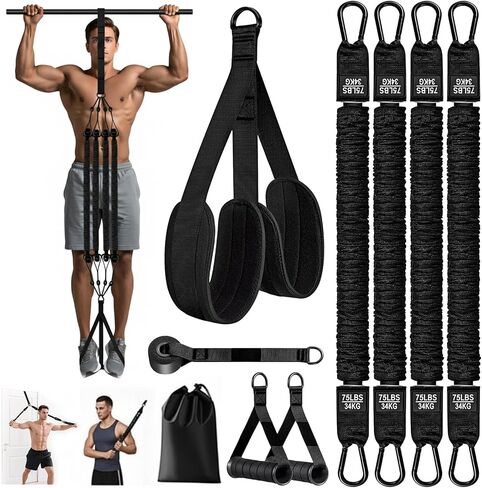 Pull Up Assistance Bands with Door Anchor – Adjustable 75–300 lbs Resistance Trainer | Dual Foot Rest & Heavy-Duty Straps for Chin-Ups, Dips & Calisthenics | Home Gym Workout Equipment for Men & Women in Saudi Arabia