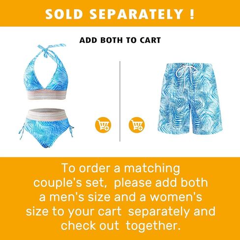 الأزواج مطابقة ملابس السباحة، النساء قطعتين ثوب السباحة مجموعة البكيني الرجال Swimtrunks الأزواج تباع بشكل فردي in Kuwait