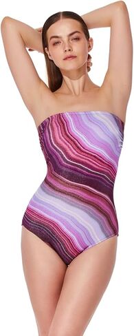 ملابس سباحة Gottex Bandeau قطعة واحدة - بطانة أمامية وخلفية، أشرطة قابلة للتعديل قابلة للإزالة، أكواب ناعمة مدمجة، تحكم في البطن in Kuwait