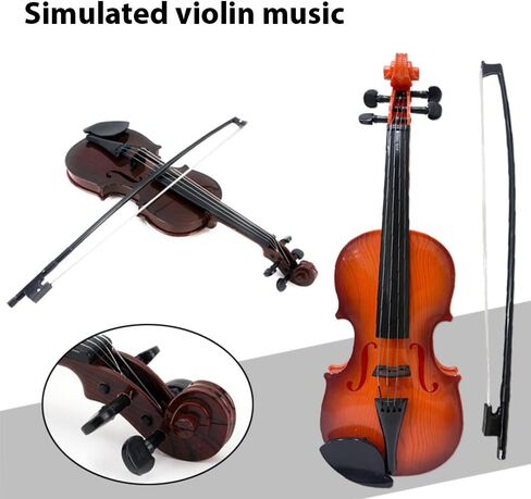 Simulated Violin for Beginners, Acoustic Violin Kit, Musical Instrument, Exquisite Workmanship, Performance Props, Gifts, Adjustable Strings, Light Brown in Saudi Arabia