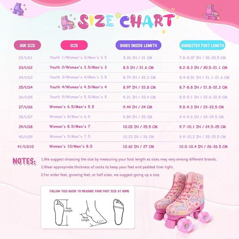 YYW Roller Skates for Girls Light Up Kids Roller Skate Double Row High Top Pink Graffiti Roller Derby Skates Girls Ages 8-12 PU Quad Skates for Kid Beginner in Saudi Arabia