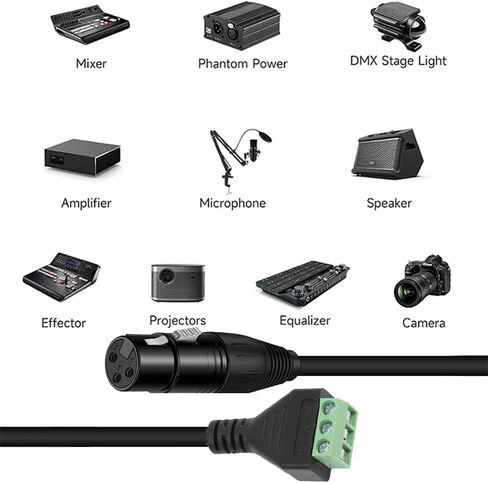 2 قطعة 13 بوصة XLR3 كابل XLR هناك دبوس أنثى إلى 3Pin محطة محول تمديد كابل مع مفك البراغي لمكبرات الصوت، الميكروفون، الصوت، معدات إضاءة المسرح، الأداء المباشر والتسجيل in Kuwait