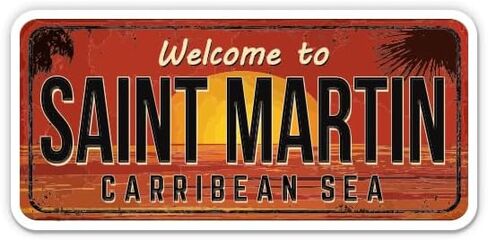 Squiddy Welcome to Saint Martin - ملصق فينيل للسيارة والكمبيوتر المحمول والكمبيوتر المحمول (بعرض 5.5 بوصة) in Saudi Arabia