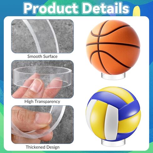 6 PCS 2.6 Inch Clear Sphere Display Stand, Clear Plastic Sport Ball Holder Acrylic Round Clears Soccer Ball Display Rack Stand Sphere Holder for Spheres Football Basketball Volleyball Soccer Softball in Saudi Arabia