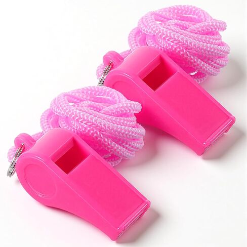 2 Pcs Loud Sports Whistle with Lanyard, Pink Coach Whistles with Lanyard, High-Pitched Safety Whistle, Loud 120dB Plastic Whistles for Coaches, Outdoor Safety, Dog Training, Party Favors in Saudi Arabia