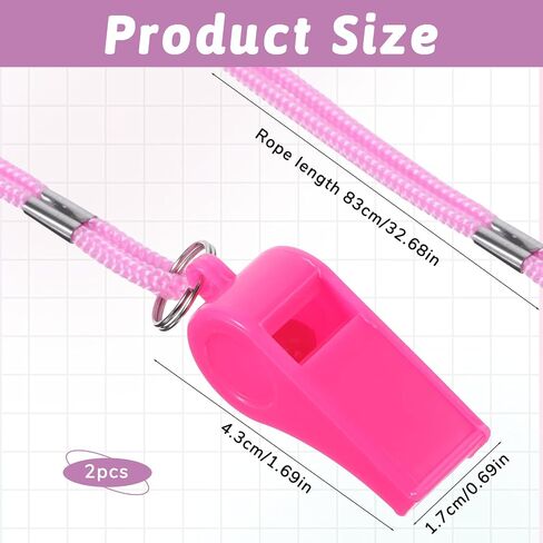 2 Pcs Loud Sports Whistle with Lanyard, Pink Coach Whistles with Lanyard, High-Pitched Safety Whistle, Loud 120dB Plastic Whistles for Coaches, Outdoor Safety, Dog Training, Party Favors in Saudi Arabia