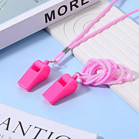 2 Pcs Loud Sports Whistle with Lanyard, Pink Coach Whistles with Lanyard, High-Pitched Safety Whistle, Loud 120dB Plastic Whistles for Coaches, Outdoor Safety, Dog Training, Party Favors in Saudi Arabia