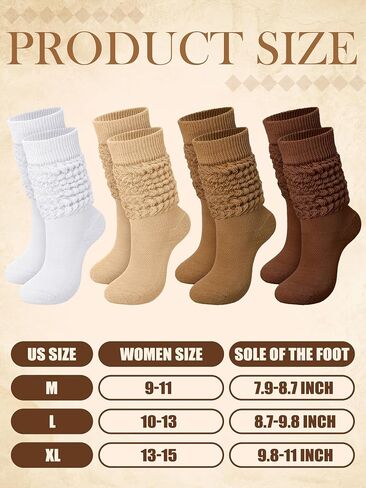 Janmercy 4 Pairs Slouch Socks for Women Bulk Stacked Boot 80s 90s Neon Slouch Knit Scrunchie Socks in Saudi Arabia